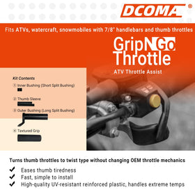 DCOMA throttle lever close-up showing ergonomic shape for comfort