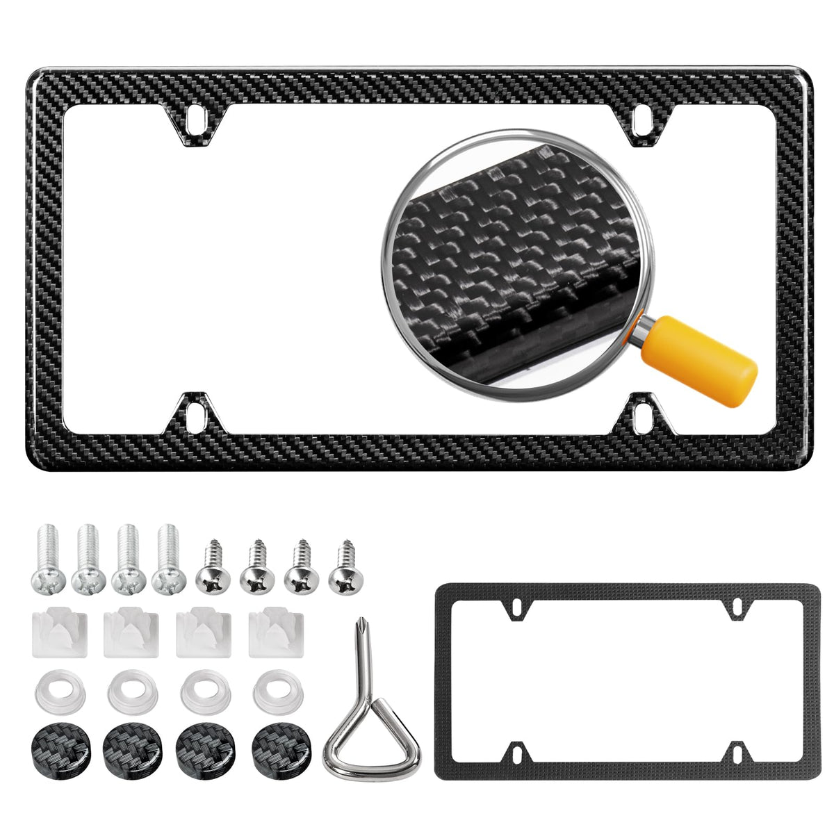 DCRCFIBER front view of carbon fiber frame showcasing sleek black finish and fit