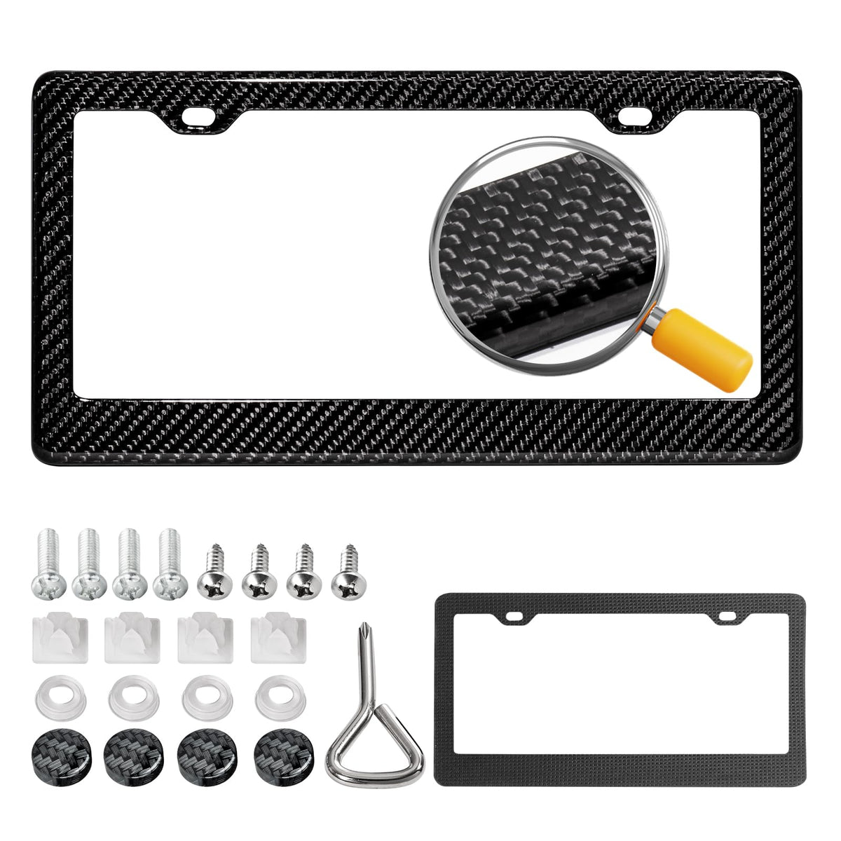 DCRCFIBER front view showing sleek carbon fiber frame and glossy finish benefit of premium look