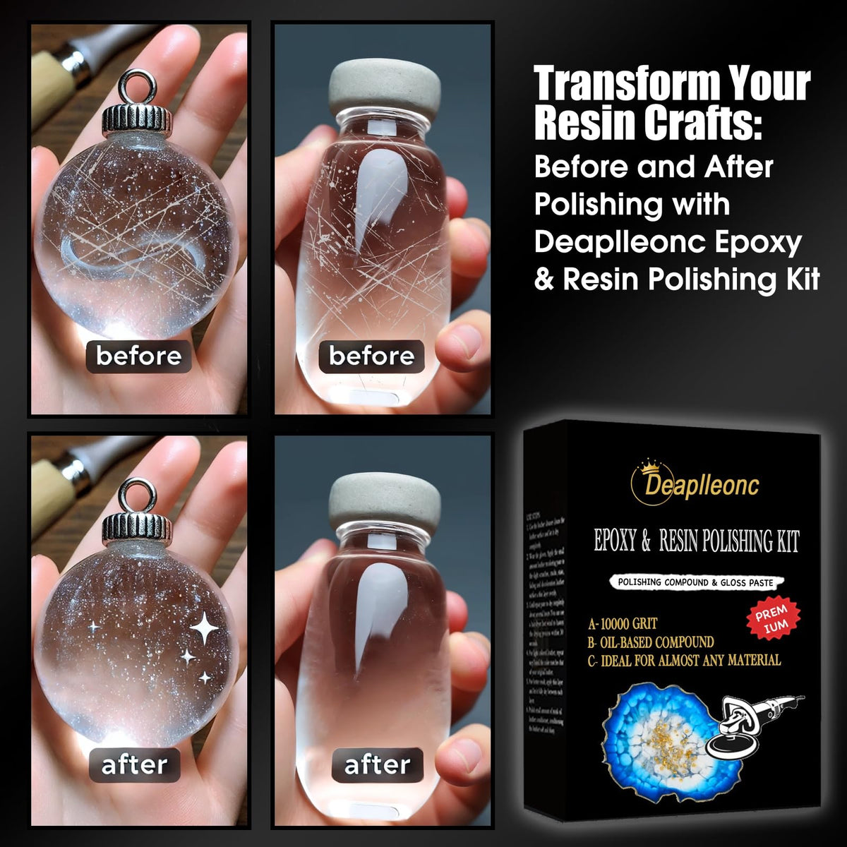 DEAPLLEONC polishing tool in hand demonstrating even buffing action for consistent high-gloss results