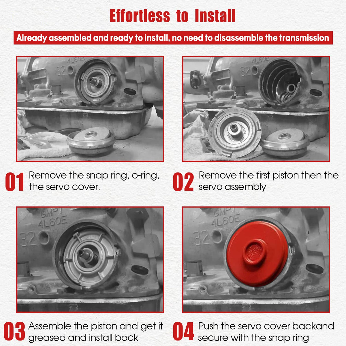 DearChan installed servo piston in transmission illustrating direct-replacement ease