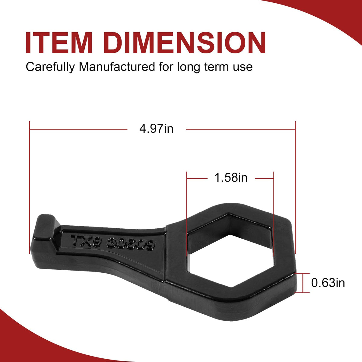 Deargooday wrench next to ruler showing scale for correct 1-1/2 inch fit