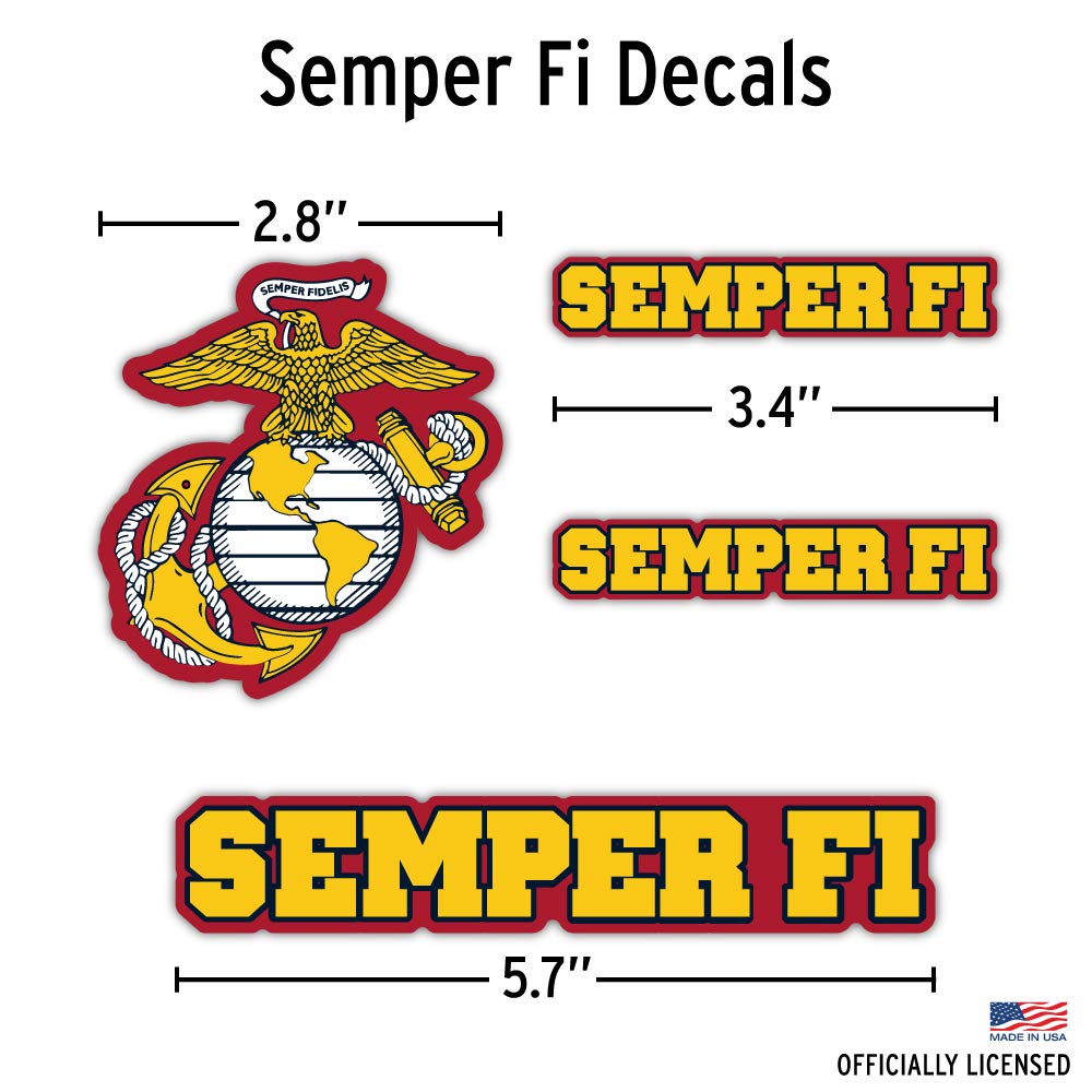 DECALCOMANIA LIFESTYLE DECALS Semper Fi bumper view communicates pride and clear visibility