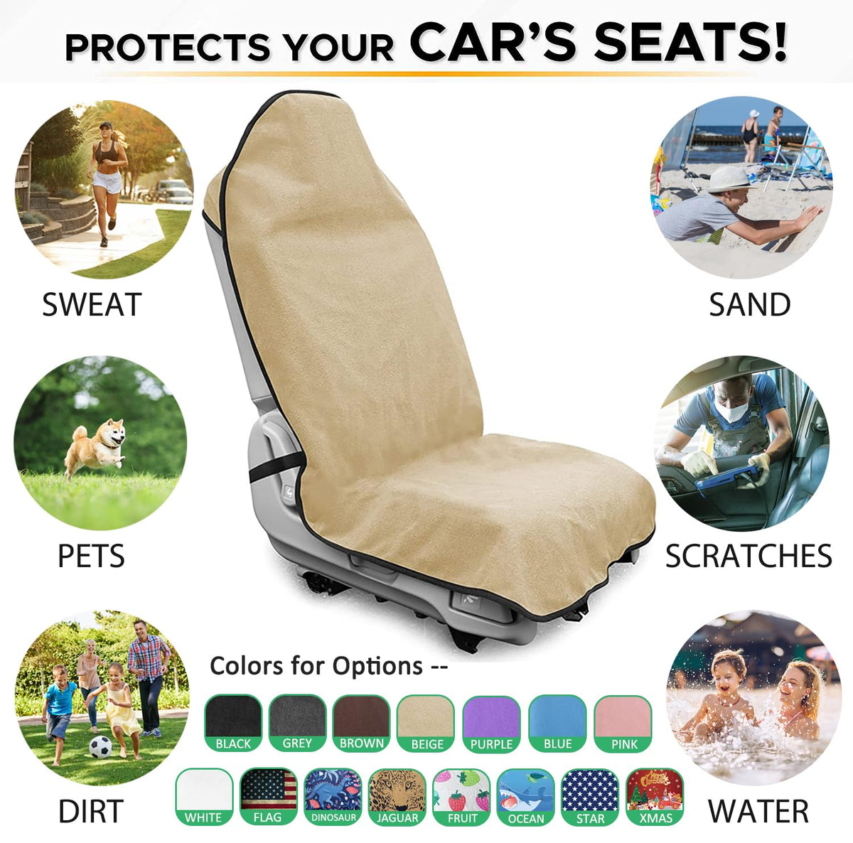 DECKALY on a seat after beach gear showing easy cleanup benefit