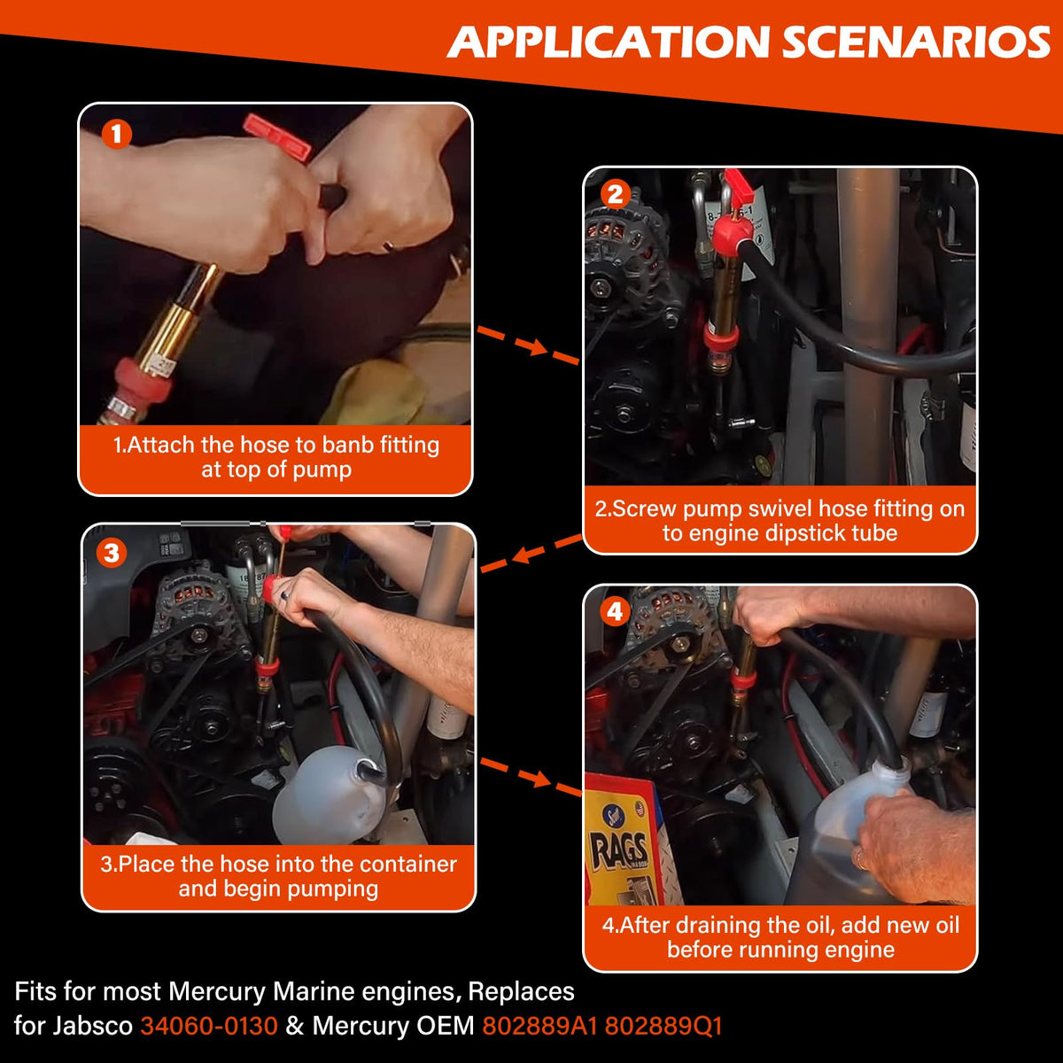 Deckaura installed on dipstick tube demonstrating compatibility with Mercruiser style threads