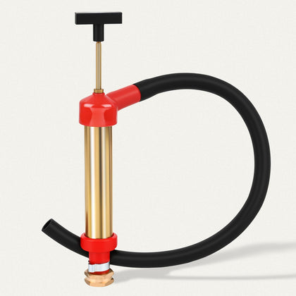 Deckaura brass pump front view showing durable body and easy grip for reliable oil removal