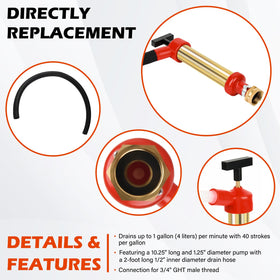 Deckaura pump next to hand showing compact size and one-handed pumping convenience