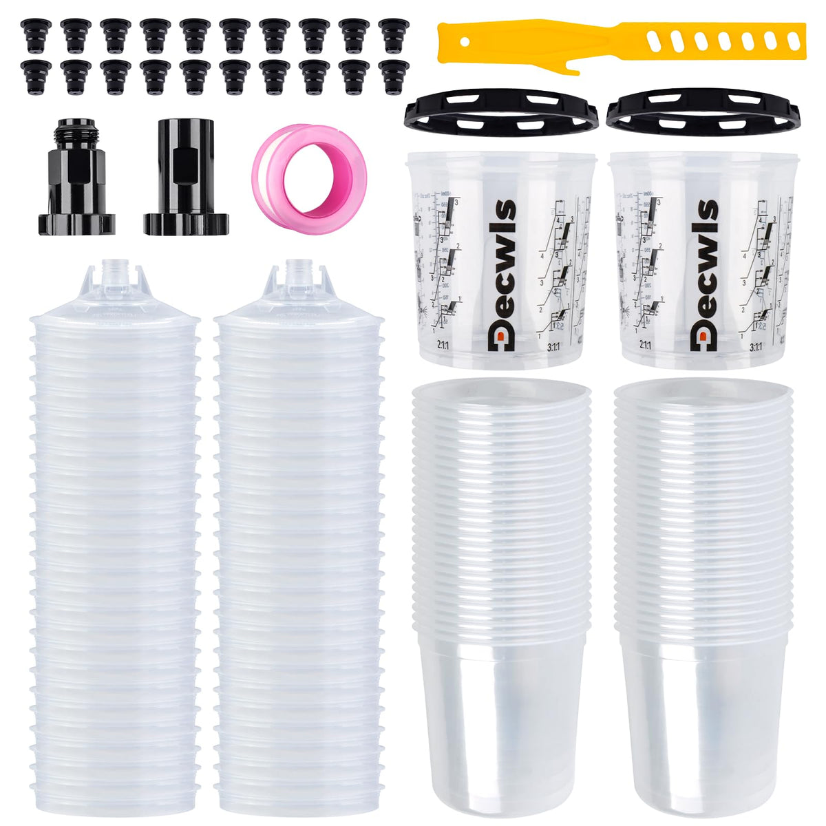 Decwls front view of full kit showing cups liners lids and accessories for faster setup