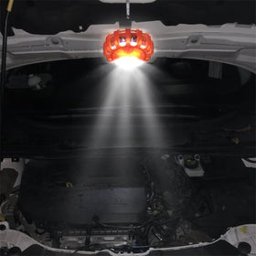 DEDC LED flares lit on asphalt showing long-range 360-degree warning