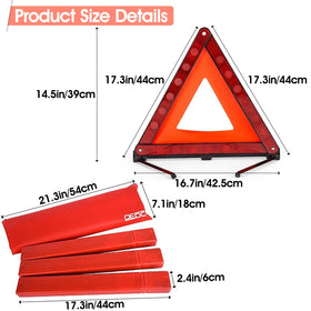 DEDC assembled reflective triangle on roadside providing high visibility