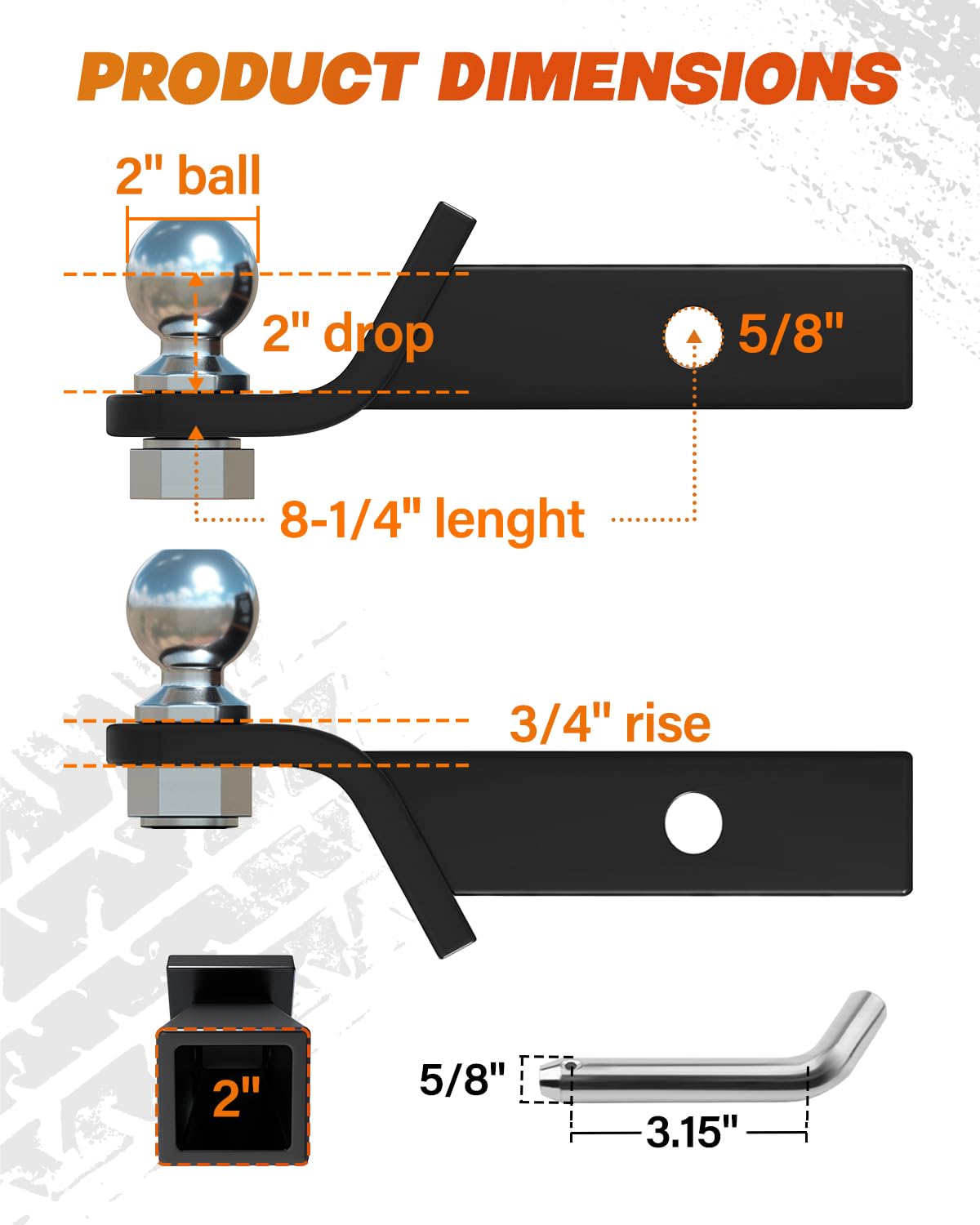 DEEAGLE chrome 2-inch ball close-up highlighting corrosion resistance