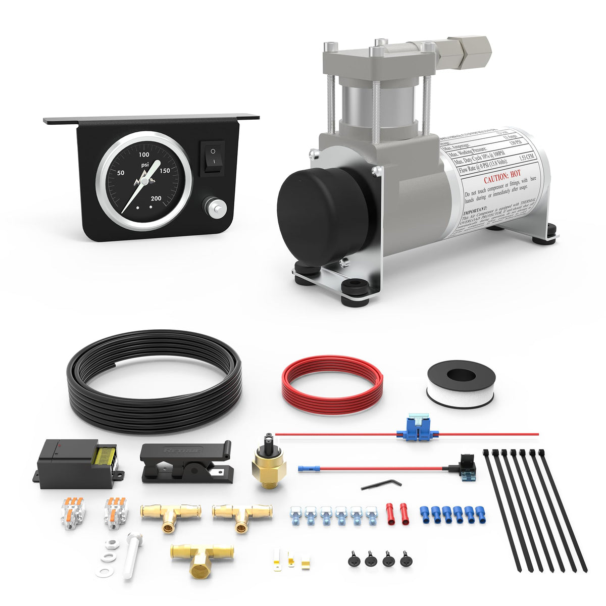 DEEAGLE compressor front view showing compact design and quick mounting benefit