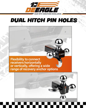 DEEAGLE detailed view of hook and adjacent ball showing versatile attachment and safety use