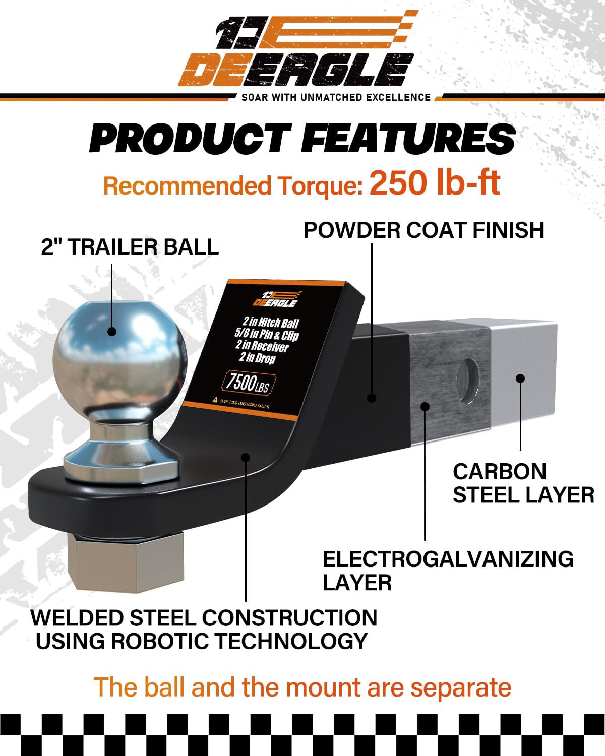 DEEAGLE hitch installed on vehicle demonstrating ready-to-tow stability