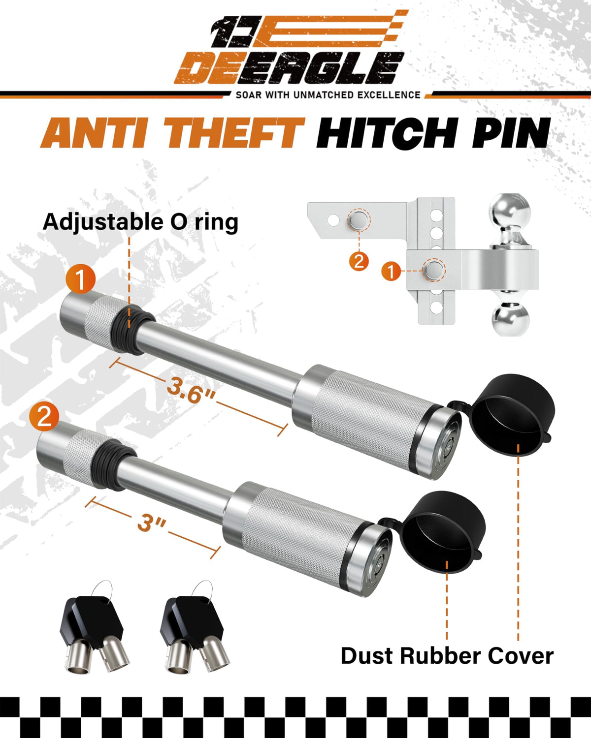 DEEAGLE hitch beside a coin for scale showing compact lightweight design