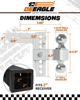 DEEAGLE size comparison with measuring tape illustrating the 6-inch drop-rise range