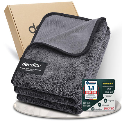 Deedlite front packaging showing towel and benefits