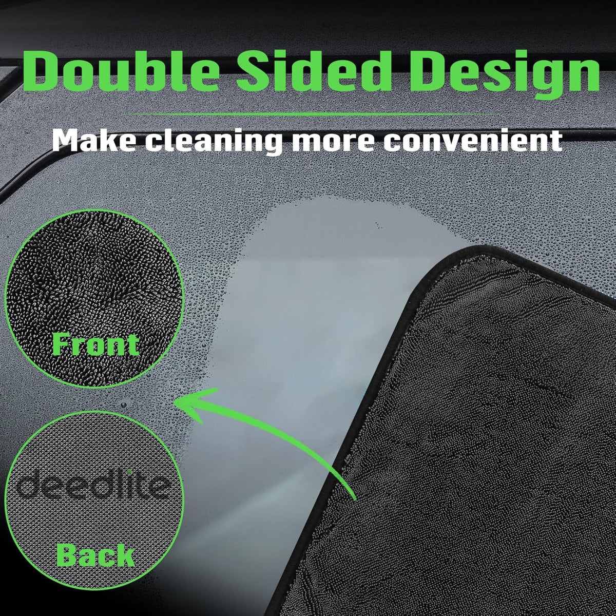 Deedlite towel beside SUV to show extra-large size and coverage advantage