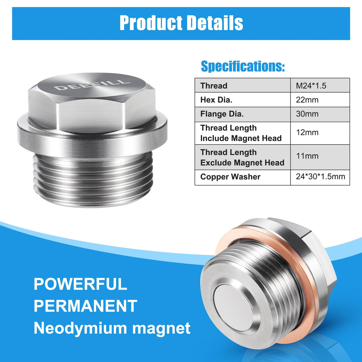 DEEFILL copper washer close-up highlighting annealed seal for leak prevention