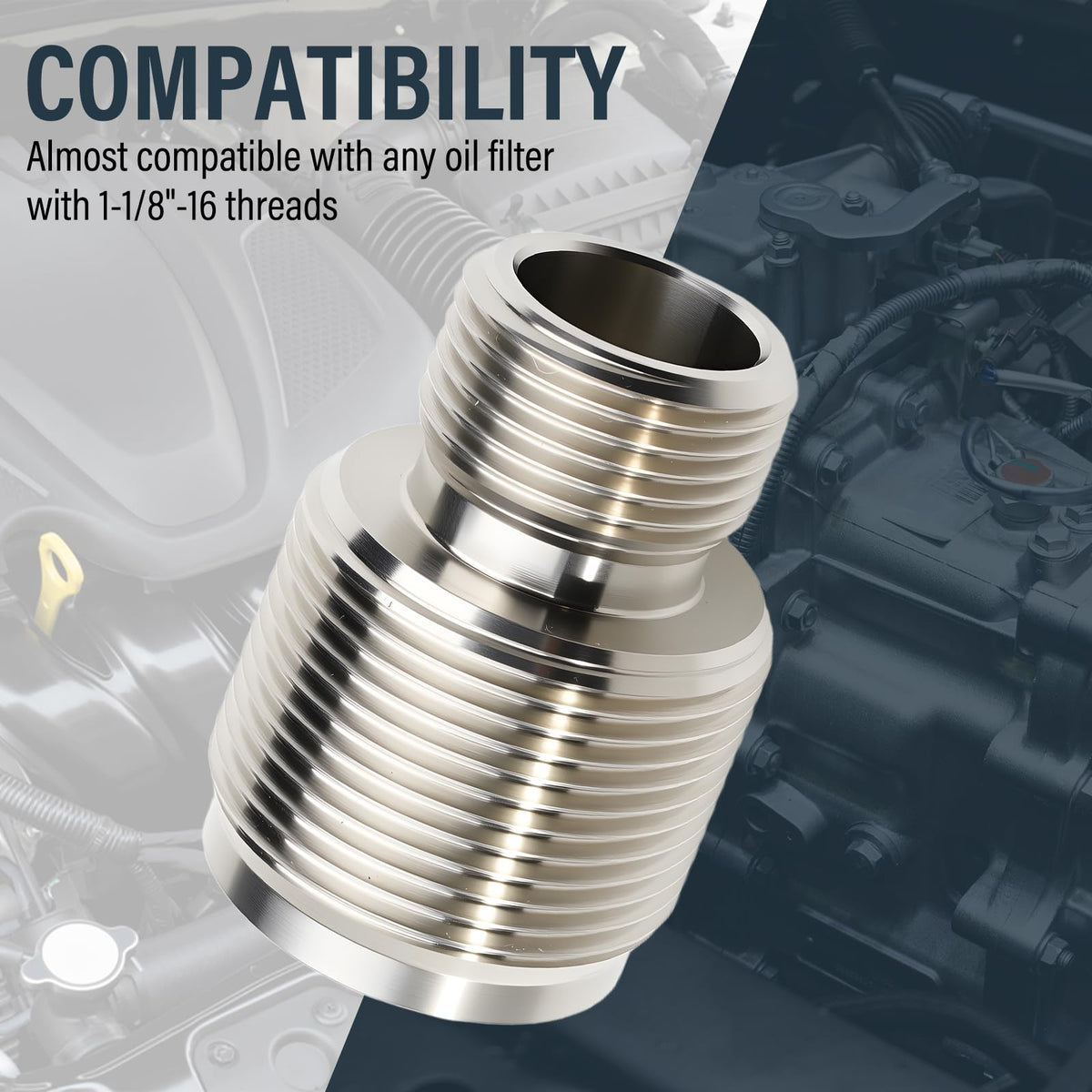 DEEFILL installed on an engine filter port demonstrating compatibility and upgrade