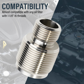DEEFILL installed on an engine filter port demonstrating compatibility and upgrade