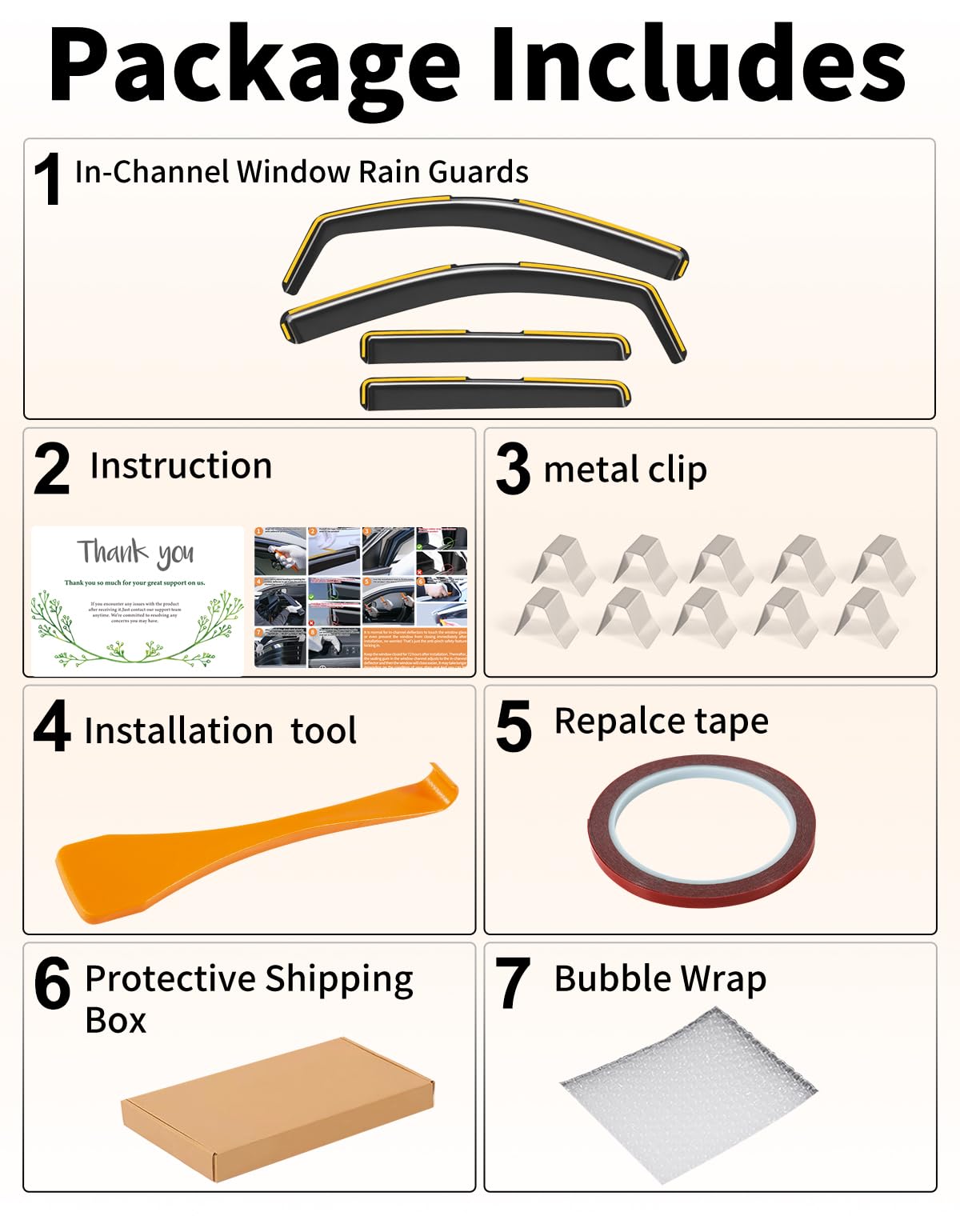 Deejecsun box contents with fitment guide showing included pieces and easy install
