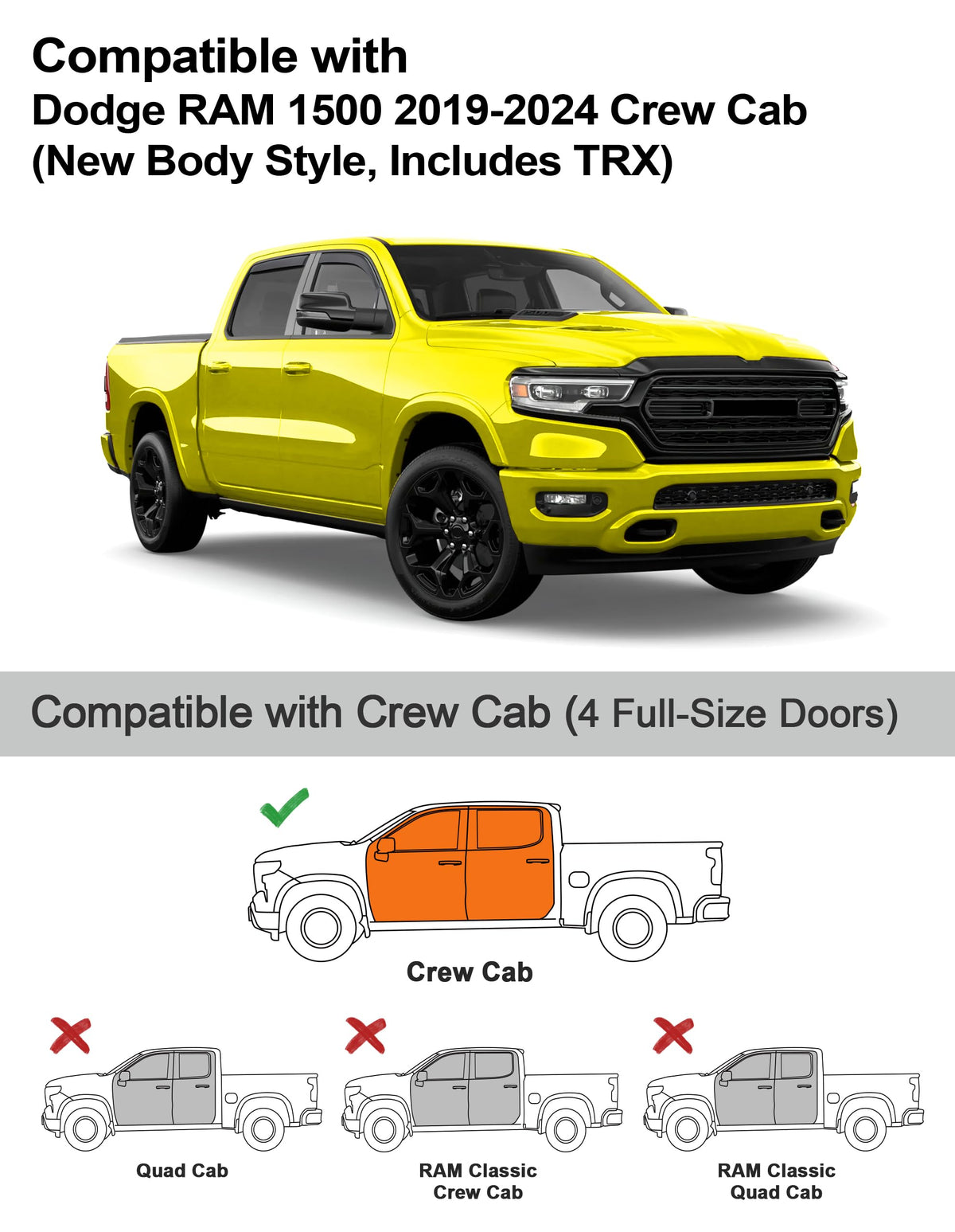 Deejecsun driver side full view matching RAM 1500 lines
