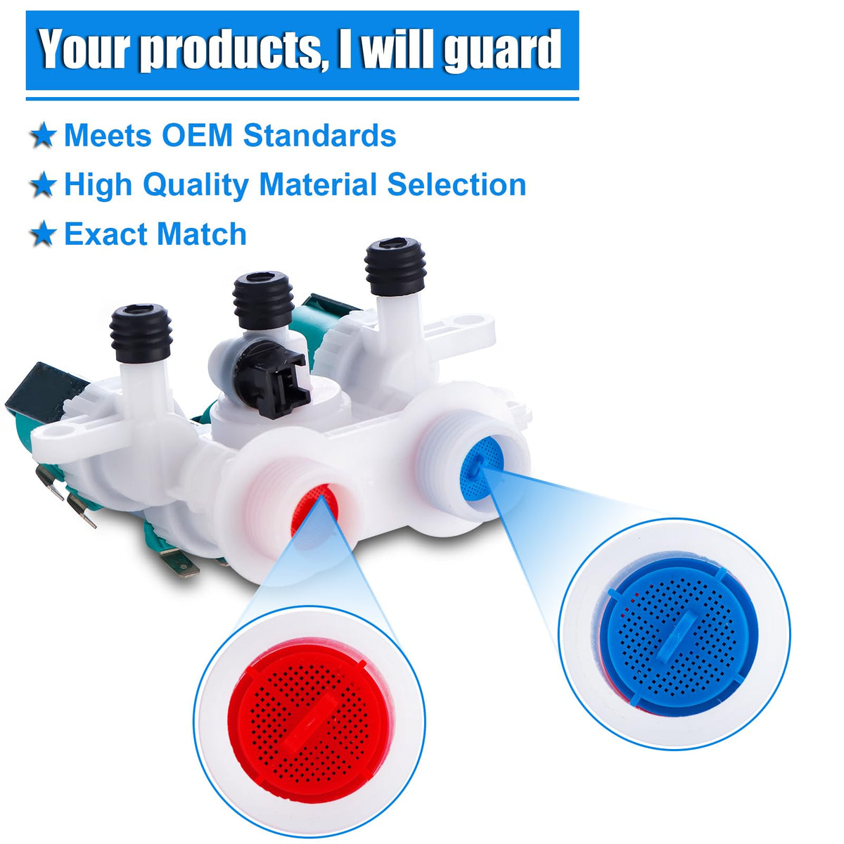 DEEKOOL threaded red and blue hot cold ports detail for correct hose attachment
