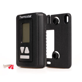 DEENGK thermostat side profile highlighting slim black housing and low-profile mounting benefit