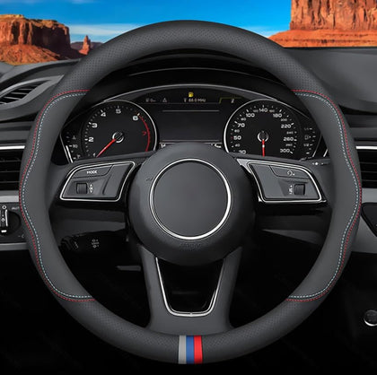 Deer Route front view of steering cover shows sleek fit and sporty look