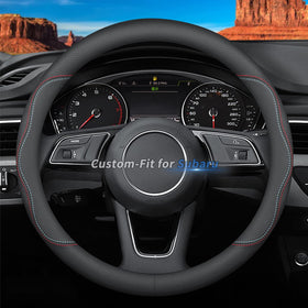Deer Route front view showing fit on Subaru steering wheel for upgraded style