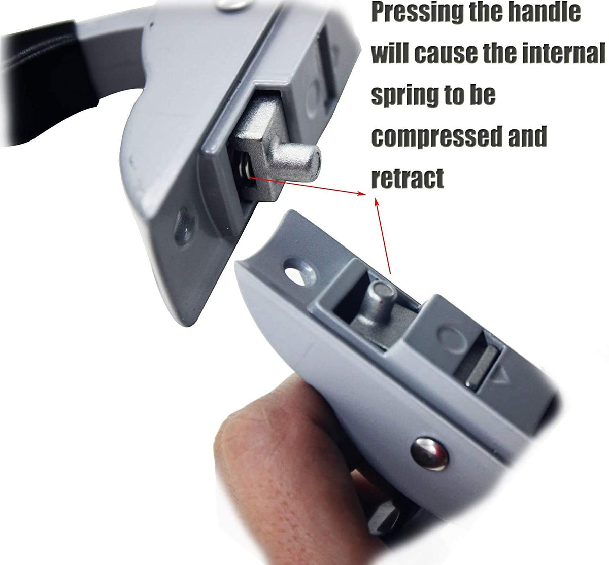 DEF handle installed on awning demonstrating proper fit and easy operation outdoors