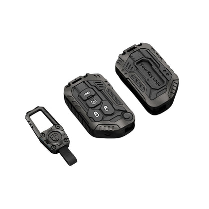 DEGEMEEN front view of metal key fob cover showing stylish protection
