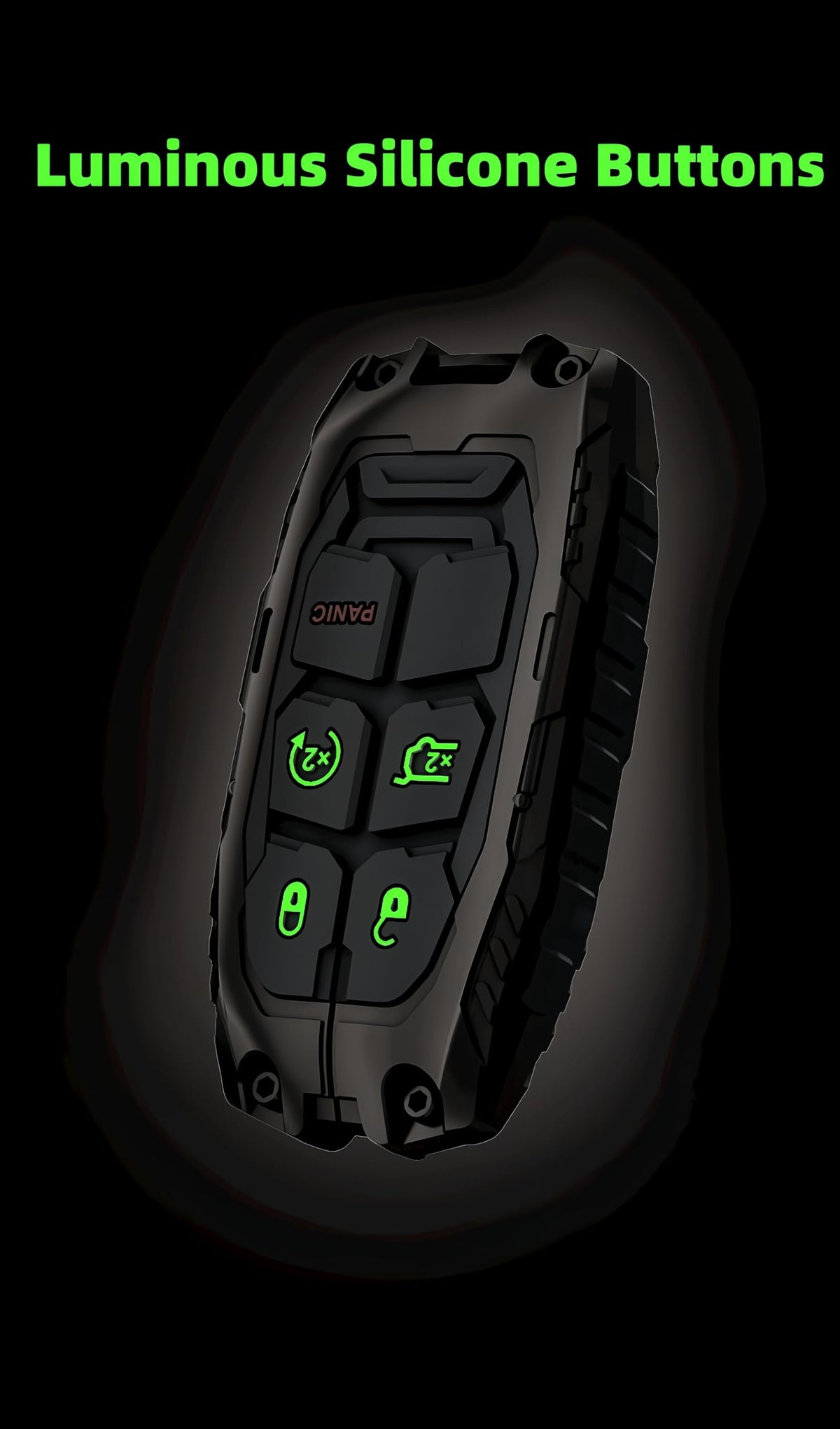 DEGEMEEN key fob cover held in hand demonstrating compact size and robust protection