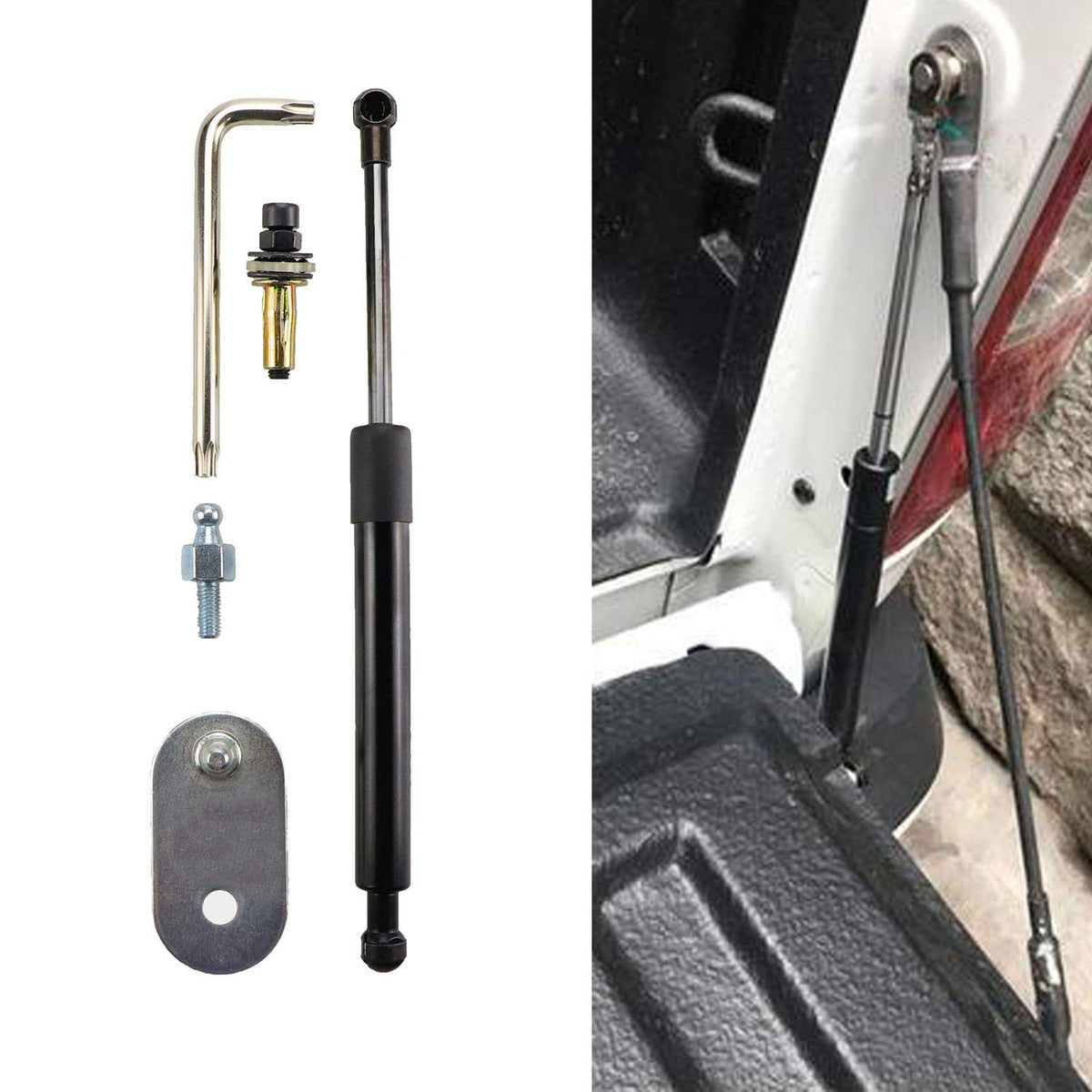 Dekalaii front package view showing shock and included hardware for quick install