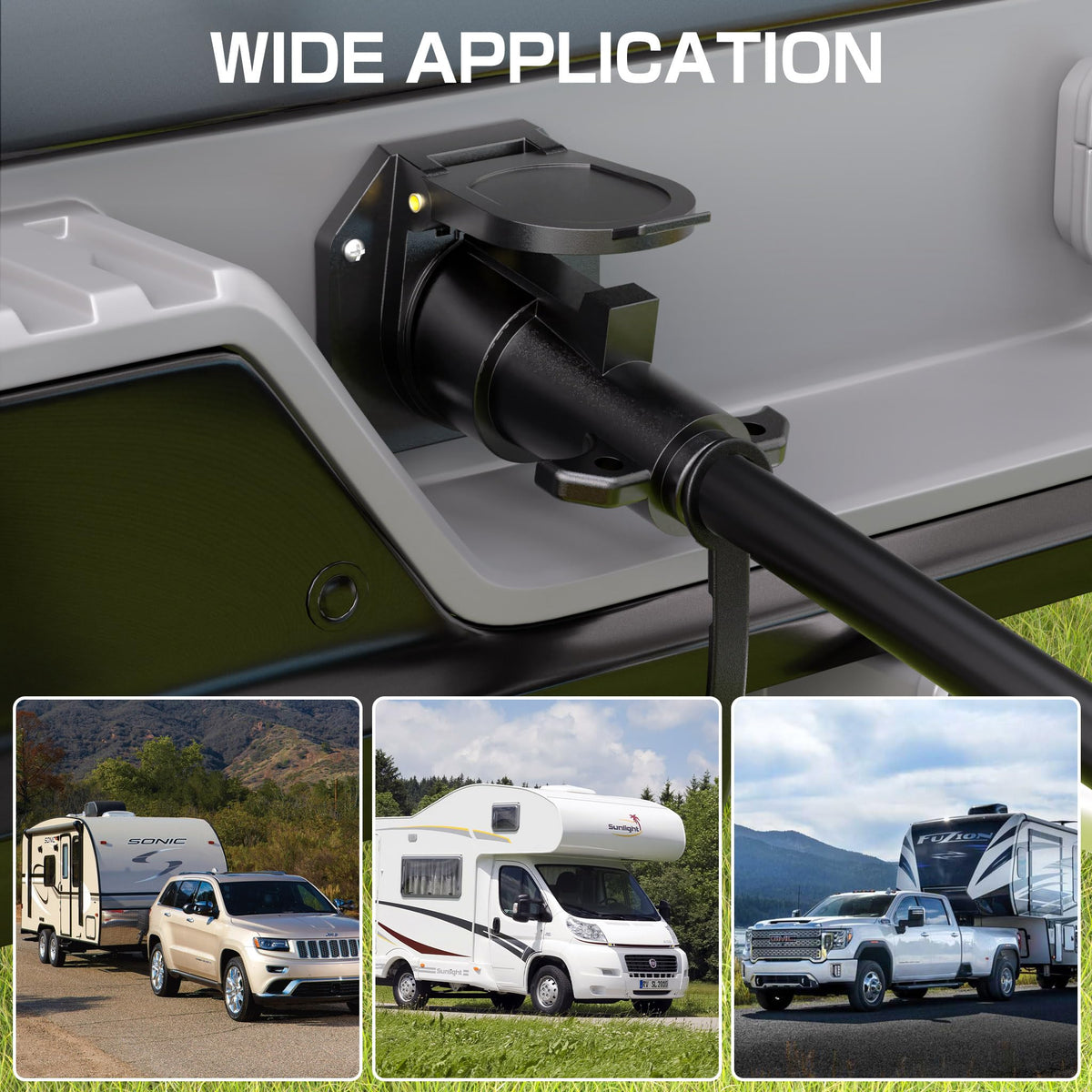 Deluwire at campsite connecting RV to tow vehicle for safe, organized setup