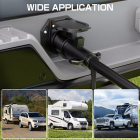 Deluwire at campsite connecting RV to tow vehicle for safe, organized setup