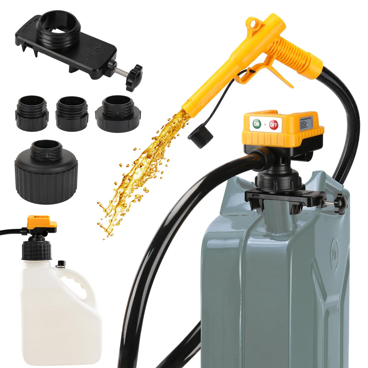 DEMAKIMI front view of cordless pump showing compact body and handle for portability