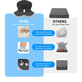 Denchy cushion installed in car seat enhancing driving height and visibility