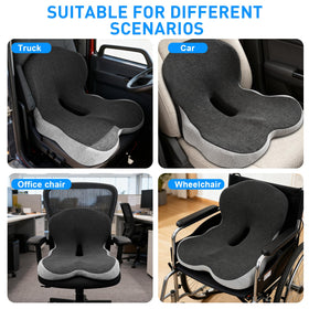 Denchy used on office chair for long-day support and reduced fatigue