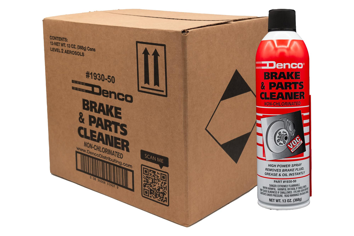 DENCO DISTRIBUTING inc. label close-up highlighting 50-state compliant, non-chlorinated formula