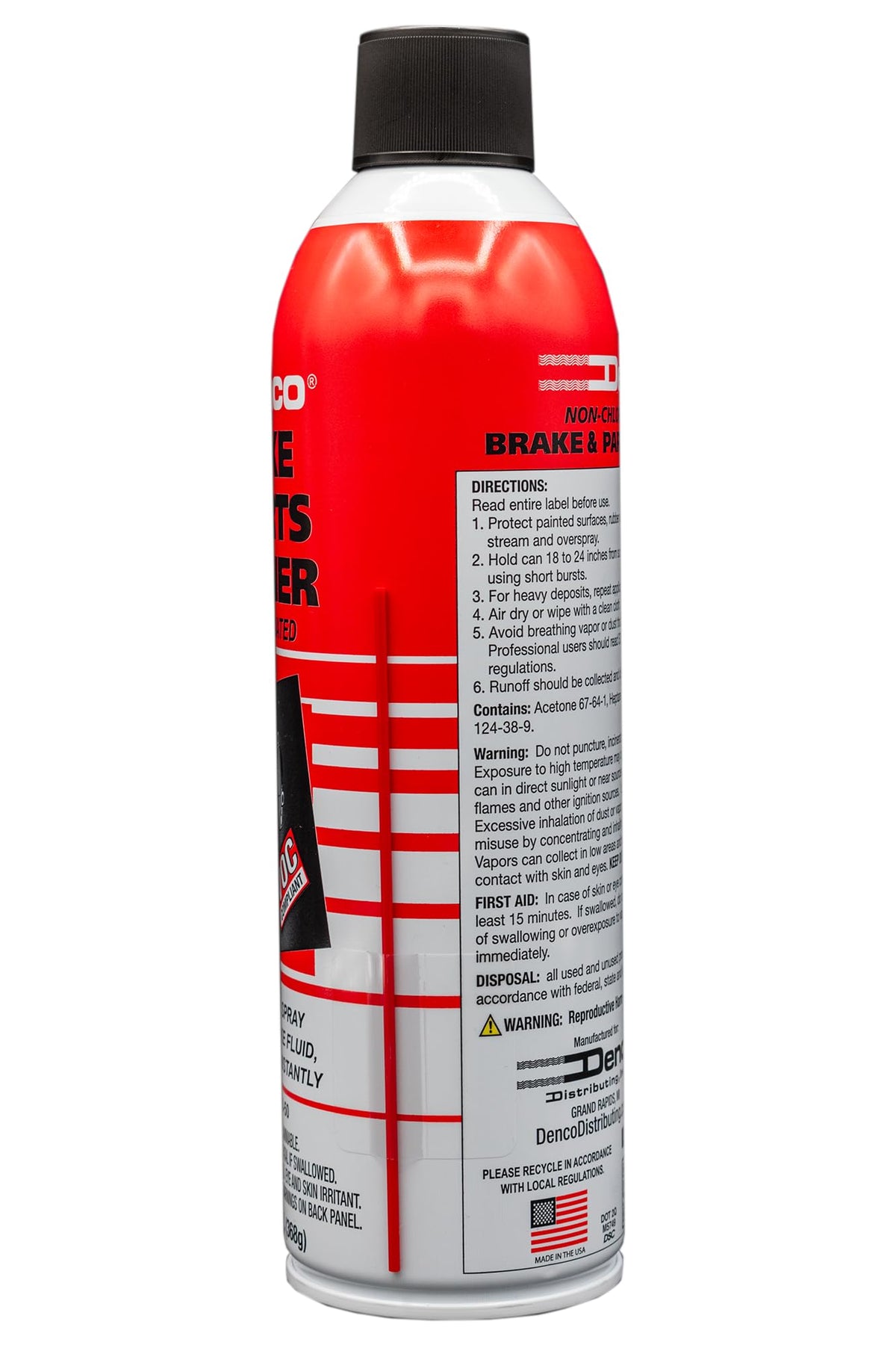 DENCO DISTRIBUTING inc. 13oz can in hand showing portable size and convenience