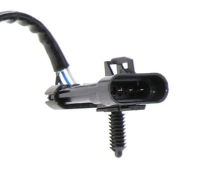 Denso sensor threaded end and electrical connector detail, shows corrosion-resistant finish