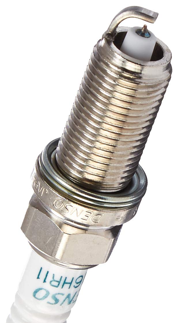 Denso iridium tip close-up displaying fine electrode detail for durable consistent ignition