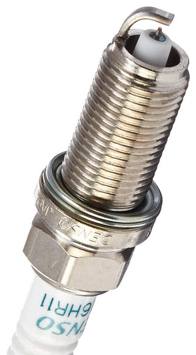 Denso iridium tip close-up displaying fine electrode detail for durable consistent ignition
