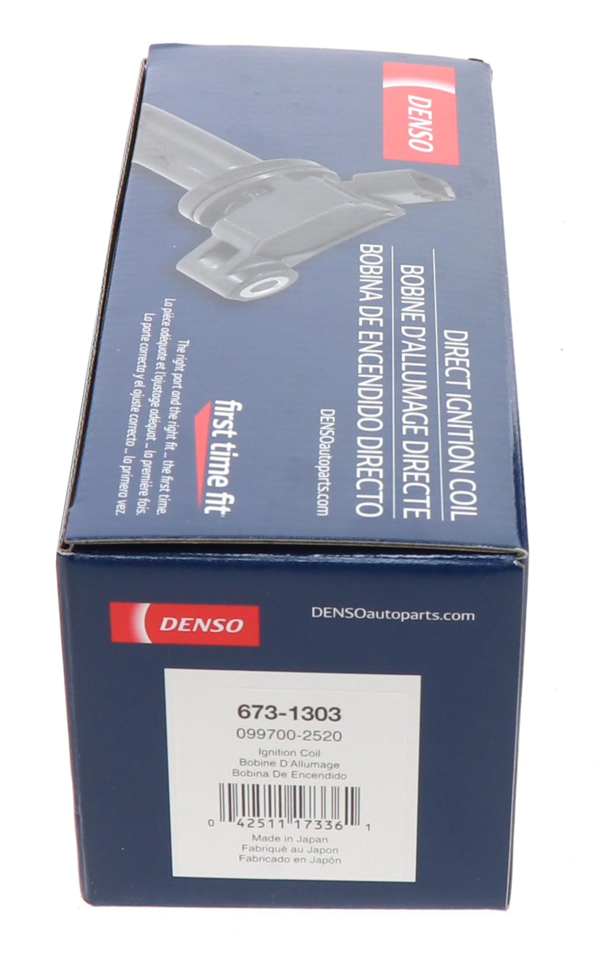 Denso coil packaged with part label ensuring correct vehicle-specific replacement