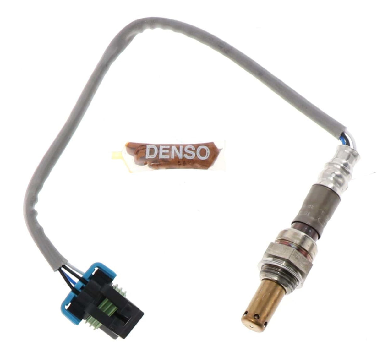 Denso O2 sensor harness closeup highlighting four-wire connector benefit