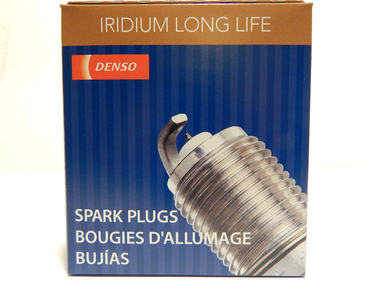 Denso spark plug front packaging showing SK16R11 model and easy identification benefit