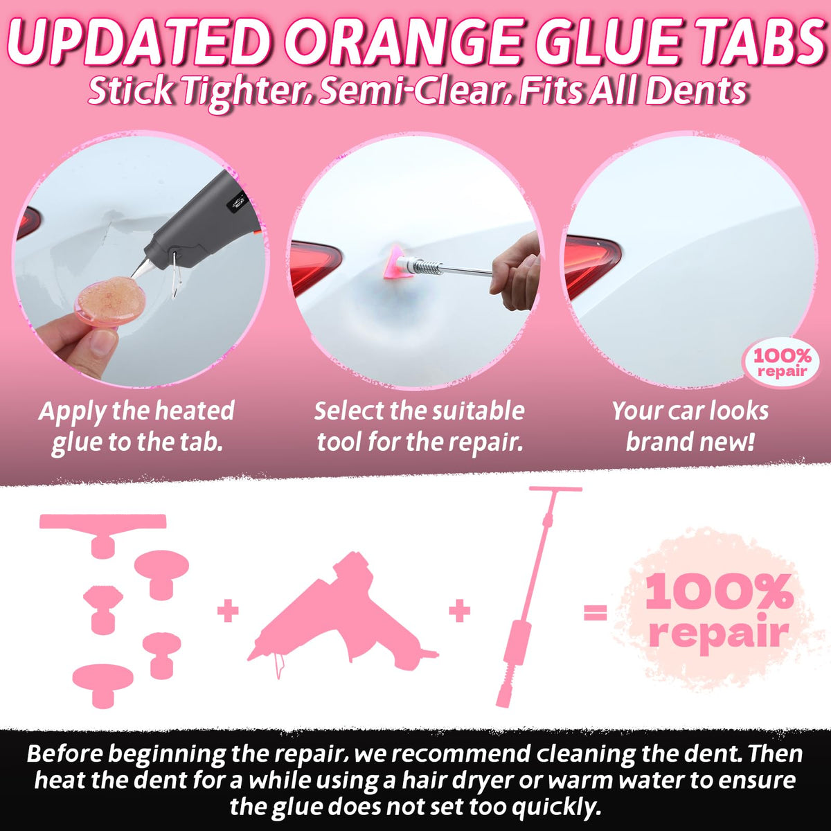 DentWiz after repair before and after illustrating smooth restored panel