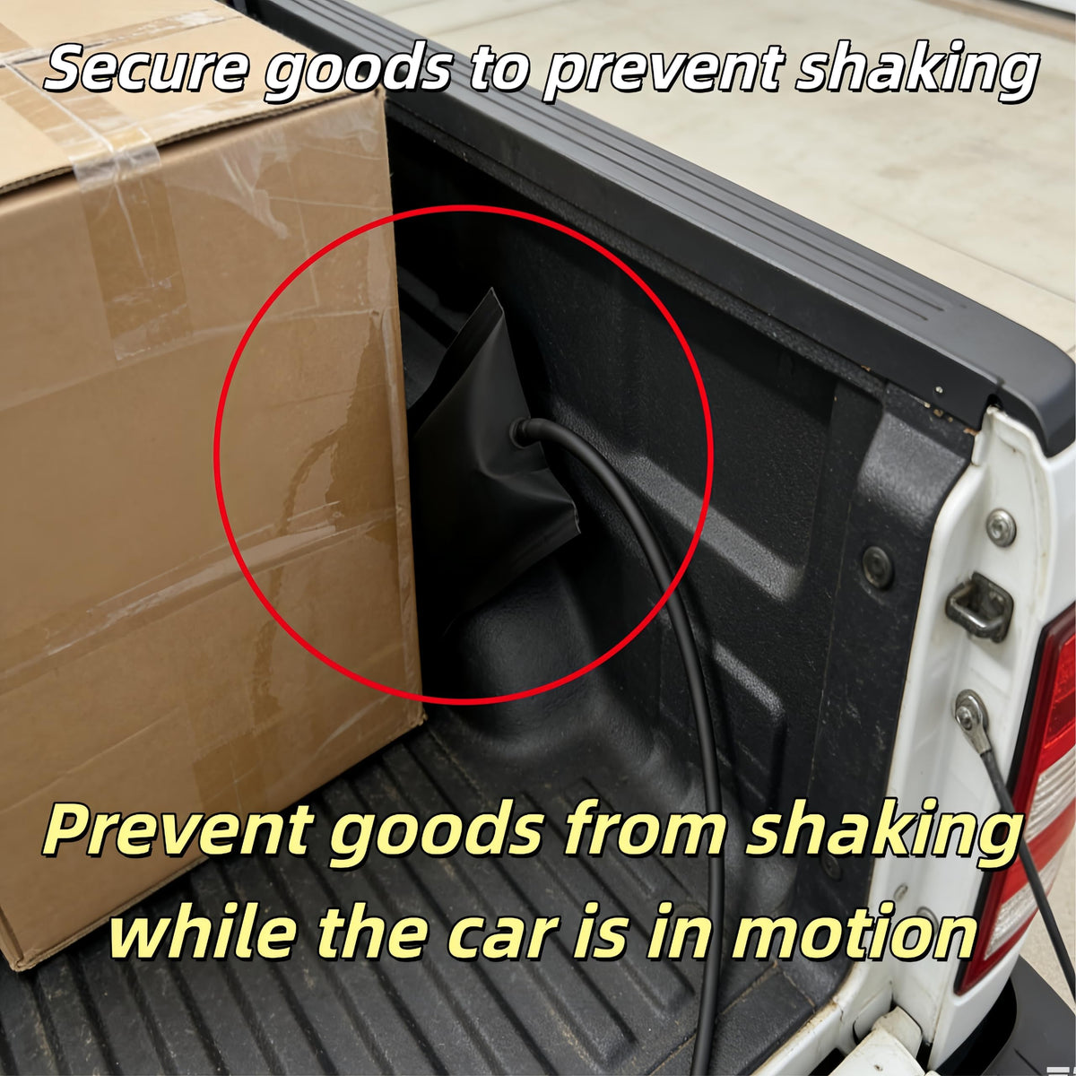 DENWAY tool in use retrieving cargo from a pickup bed safely